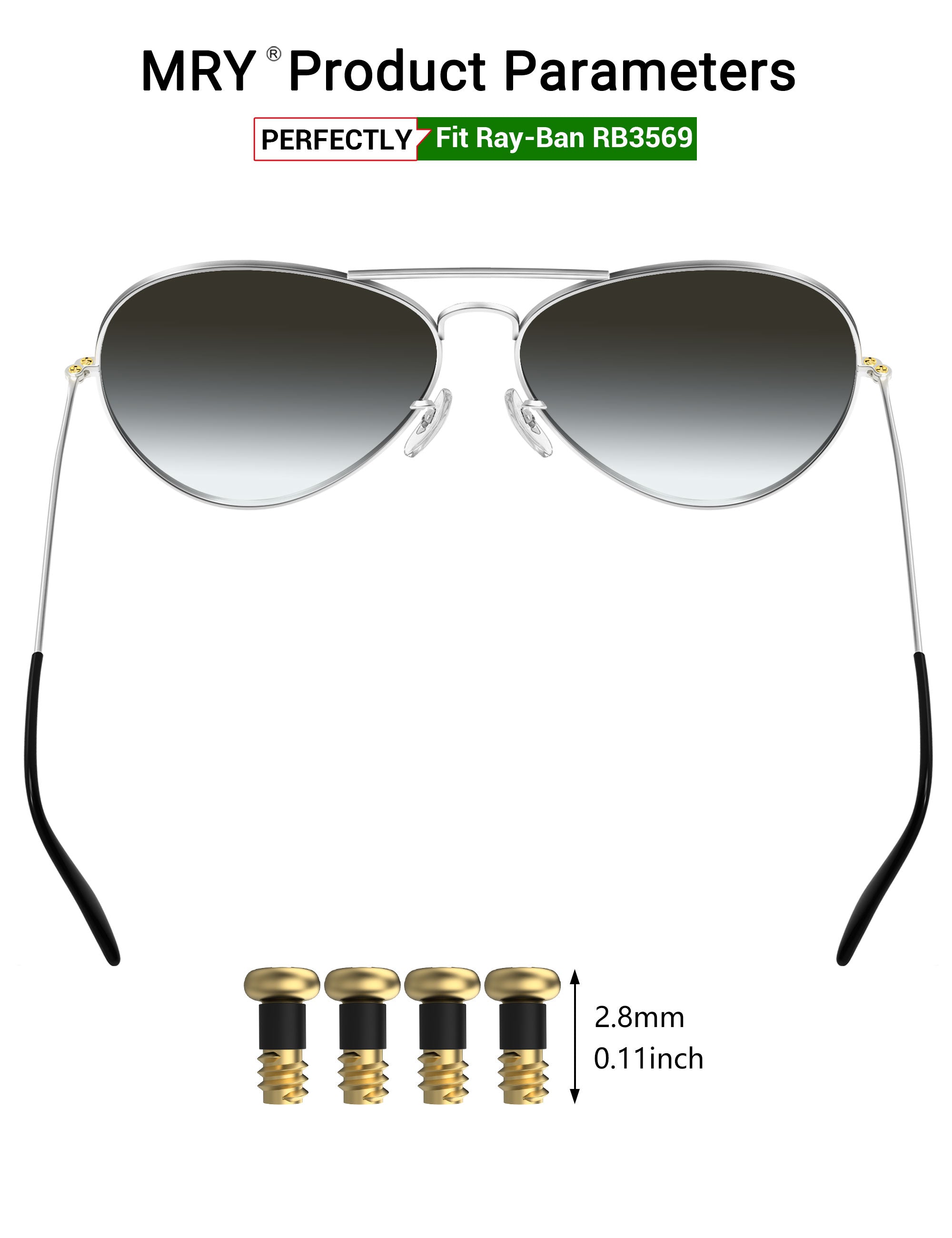 MRYOK Replacement Screws / Spare parts for Ray-Ban RB3569 59mm