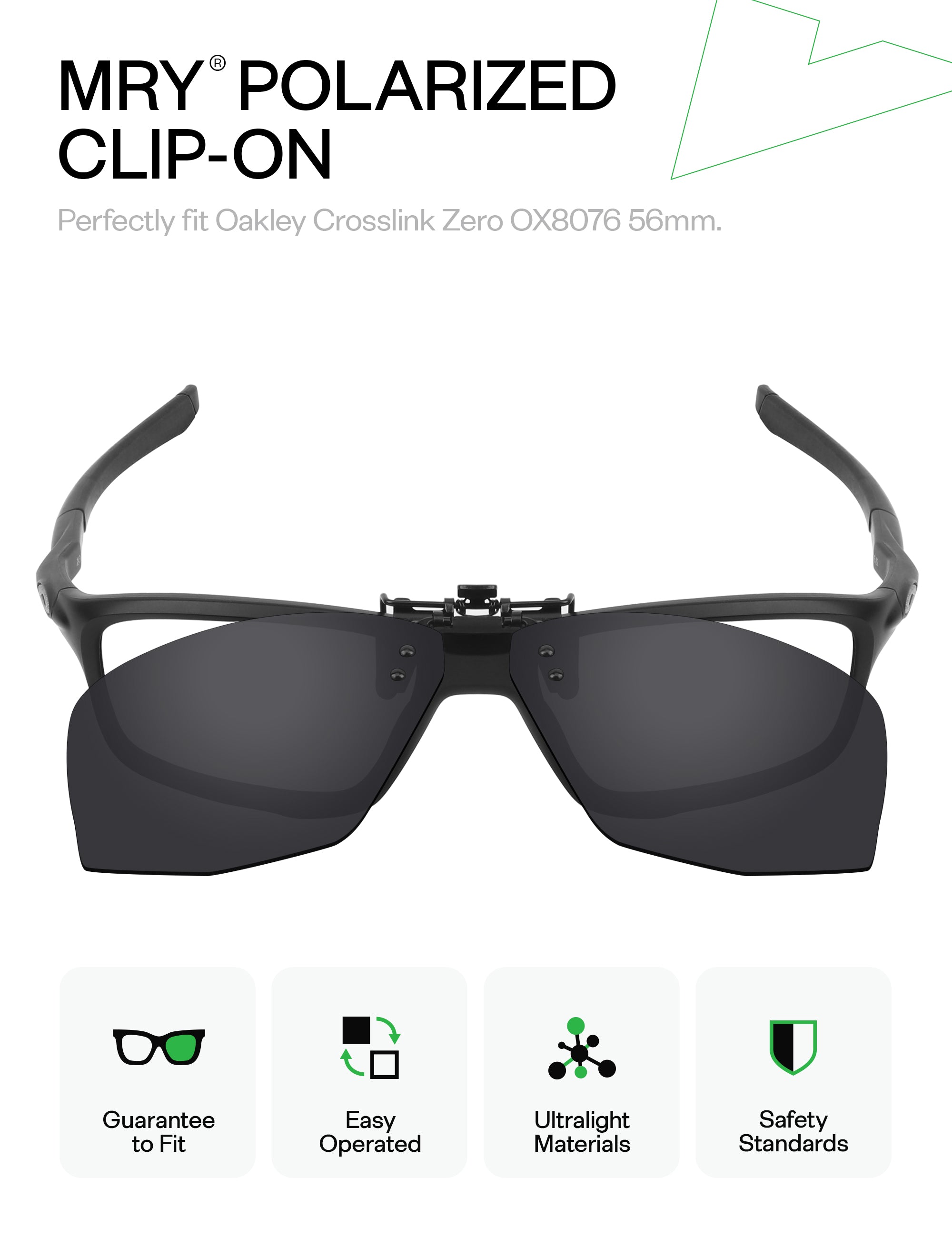 Polarized Flip-up Clip-on for Oakley Crosslink Zero OX8076 56mm