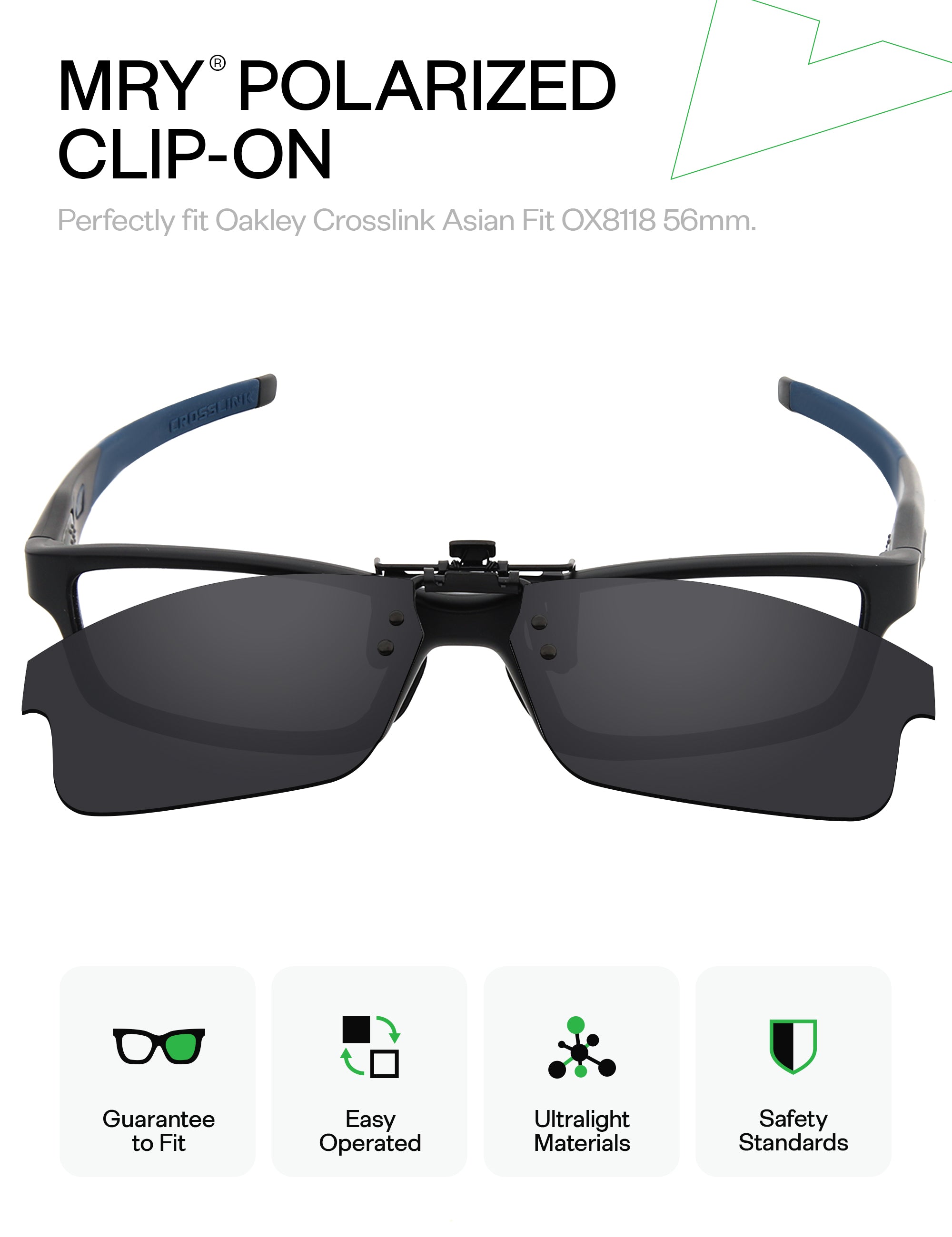 Polarized Flip-up Clip-on for Oakley Crosslink Asian Fit OX8118